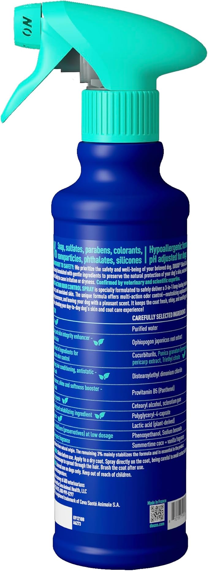 DOUXO SPA Dog Deodorizing Spray, 11.5 fl oz, Neutralizes Unpleasant Odors Between Baths, Leaves the Coat Fresh, Smelling Great, Skin-Friendly Ultra-Freshening Formula