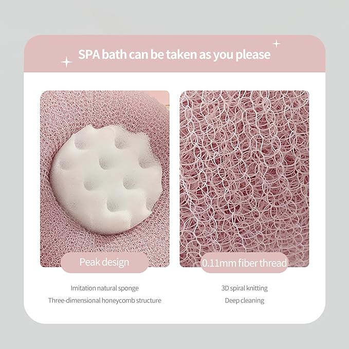2-in-1 Sunflower Shower Sponge with Suction Cup | Exfoliating Bath Sponge for Soft Skin | Hypoallergenic & Eco-Friendly Body Scrubber for Spa-Like Luxury (Light Cyan)