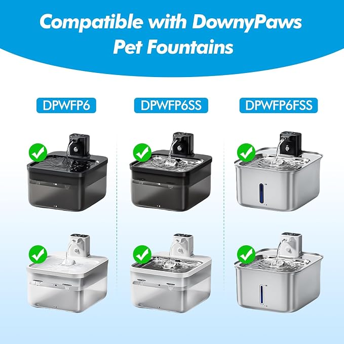 32 Pack Replacement Filters for DownyPaws Battery Operated Cat Water Fountain DPWFP6, Cat Fountain Filter Set for Downy Paws 84oz/2.5L Wireless Dog Pet Water Dispenser (16 Filters & 16 Sponges)