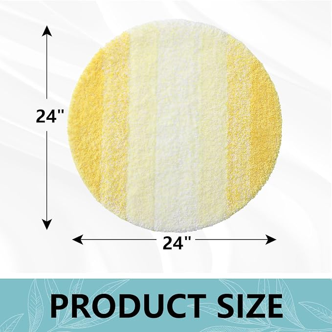 Arotive Microfiber Bathroom Rugs, Shaggy Soft and Absorbent Bath Rug, Thick Plush Machine Washable Dry Bath Mats for Bathroom, Tub and Shower, 24x24, Yellow, Round