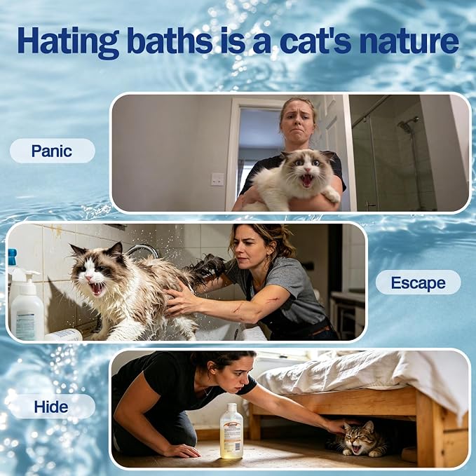 Waterless Cat Shampoo for Pets Who Hate Baths – No-Rinse, Concentrated & Gentle | Pomegranate Scent, Non-Sticky Hydrating Formula | for Steam Brush, Travel-Friendly | 2Pcs, 0.34 oz Each