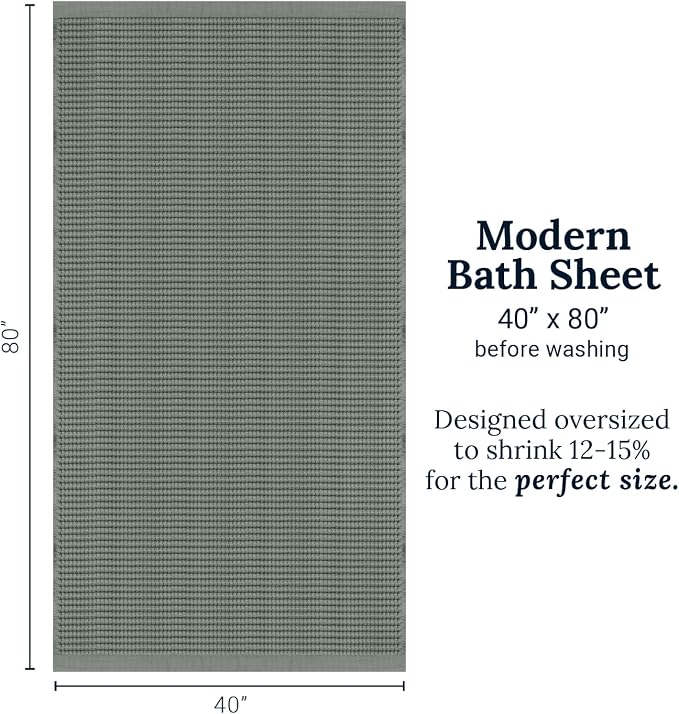 GILDEN TREE Waffle Bath Sheet Quick Dry Towel, Thin Luxury Bath Towels, Bath Sheets 40x80 Large Bath Towels, Modern Style (Sage Grey)