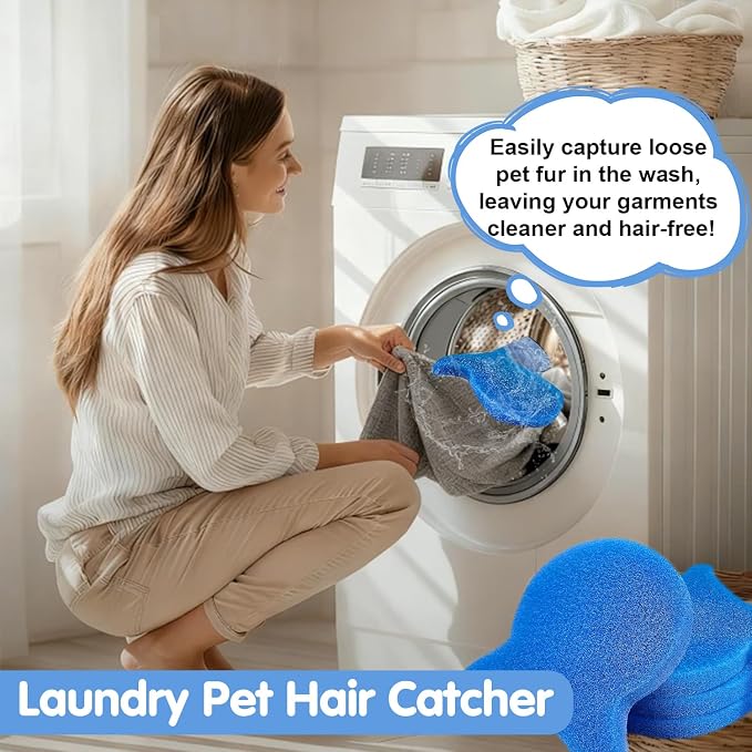12 Pcs Pet Hair Remover for Laundry,Reusable Dog & Cat Hair Catcher Tool,Effectively Removes Fur,Lint and Dander from Clothing and Bedding,Safe for Washing Machines and Dryers