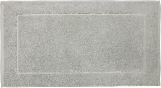 Sferra Cielo Tub Mat 20 x 33 inch – 100% Long Staple Zero Twist Cotton Bath Mat, Luxurious Woven Border, Fade Resistant, 550 GSM Super Absorbent and Soft Bath Tub Mat - Made in Portugal- Platinum