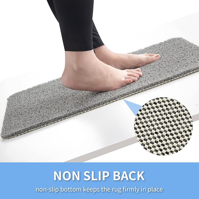 Hargiis Non Slip Bathtub Mat, Anti Slip Shower Mat, Fast Drying Bath Tub Mats, Foot Scrubber Mat, Anti Slip Mat for Tub, Floor, Bathroom, Home, Kitchen, Hotel (Grey 24"x16")