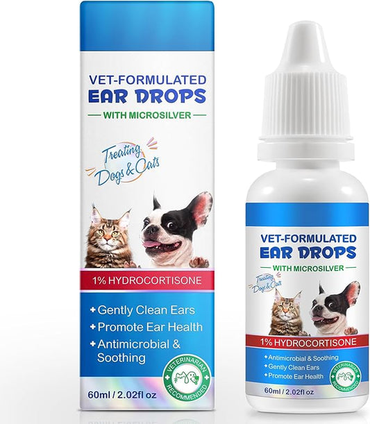 Ear Mite Treatment for Dogs & Cats - Fast-Acting Itch Relief & Cleaner, Vet-Recommended Formula with Soothing Aloe Vera, Cleaner on Contact & Soothes Itching, Gentle Ear Cleaning Solution, 0.75 fl oz