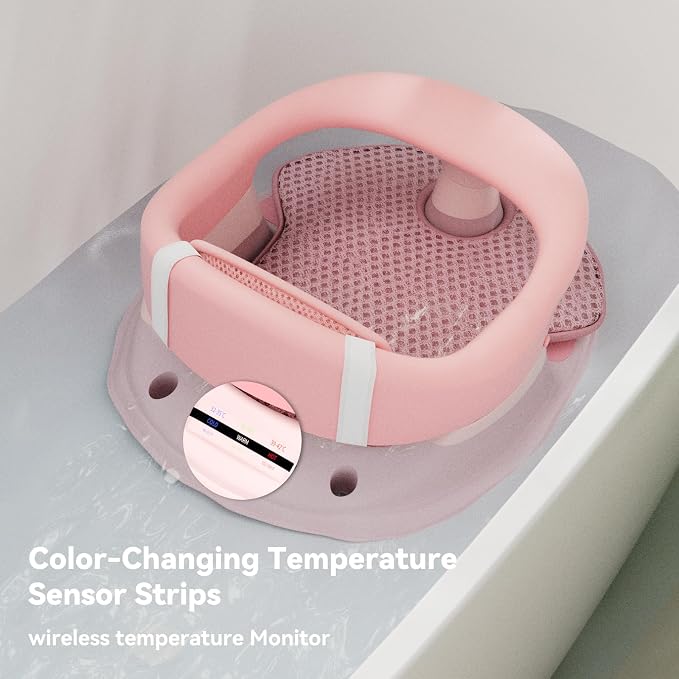 Baby Bath Seat for Babies 6 Months & Up - 360° Protection Bath Seats for Babies Sitting Up | Baby Bath Chair with Temperature Alert & Cushion | Toddler Bath Seat Newborn Infants Baby Bathtub Seat