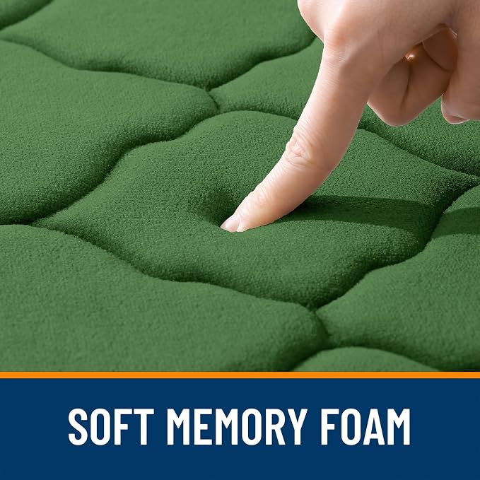 OLANLY Memory Foam Bath Mat Rug 30x20, Ultra Soft and Absorbent Bathroom Rugs, Non-Slip, Comfortable, Machine Washable Bath Carpet for Bathroom Floor, Shower and Home Decor Accessories, Olive Green