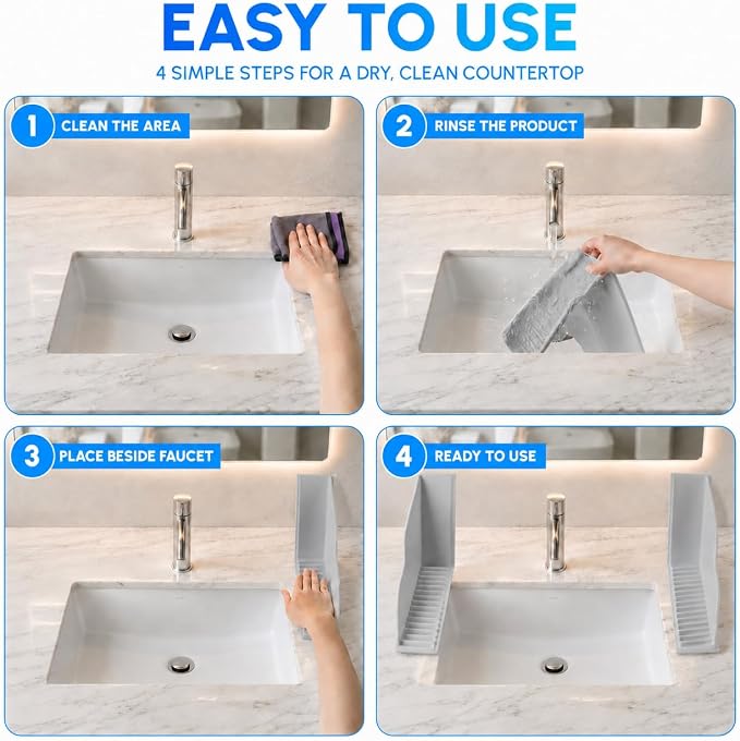 Vespara 2-Pack All-Silicone Shower Splash Guard Kit with Strong Suction Cups, Large Splash Guards for Bathtub, One-Piece Design Corner Guards to Keep Water in Shower or Bath (9.8x9.5inches) Grey