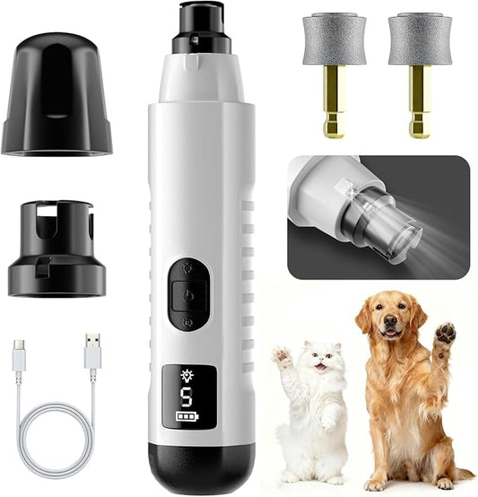 2026 New Silent Groom Pro Dog Nail Grinder, 5-Speed Dog Nail Grinder with Led Light, 40 db Quiet Painless Paws Grooming for Small Medium Large Dogs, USB Rechargeable