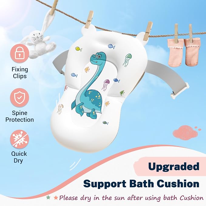 AVIDOR Baby Bathtub,Collapsible Bathtub for Newborn to Toddler,Durable Essential Infant Bath Tub,Portable Travel Baby Tub with Soft Bath Net,No-Slip Feet and Dinosaur Shaped (Pink)