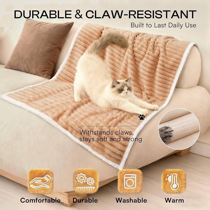 Luciphia Waterproof Dog Blanket for Large Dogs Ultra-Soft Calming Cut Pile Flannel Throw Durable & Warm Furniture Protection for Couch Bed Pet Blanket Machine Washable Warm Caramel,L(65''x57'')