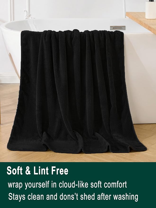 Extra Large Bath Sheets Set 6-Piece, 2 Bath Towels 40x80 Inches, 2 Hand Towels, 2 Washcloths, Soft Absorbent Quick Dry Microfiber Towels for Bathroom Beach Pool Gym Spa, Black