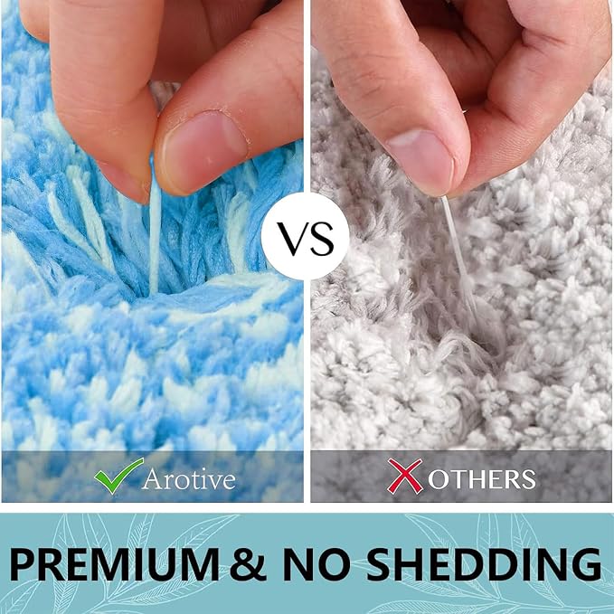 Arotive Microfiber Bathroom Rugs, Shaggy Soft and Absorbent Bath Rug, Thick Plush Machine Washable Dry Bath Mats for Bathroom, Tub and Shower, 24x16, Light Royal Blue, Rectangular