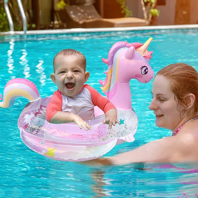 AIYUENCICI Baby Swimming Float, Inflatable Floatie Raft with Handle, Children Waist Float Ring Kids Water Pool Beach Party Toys, Toddler Swim Ring 8-48 Months