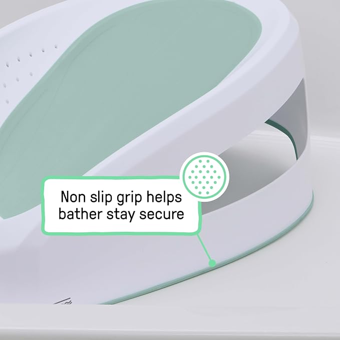 Ingenuity Easy Rinse Baby Bather, Non-Slip Newborn Bath Support for Babies 0-6 Months, Green