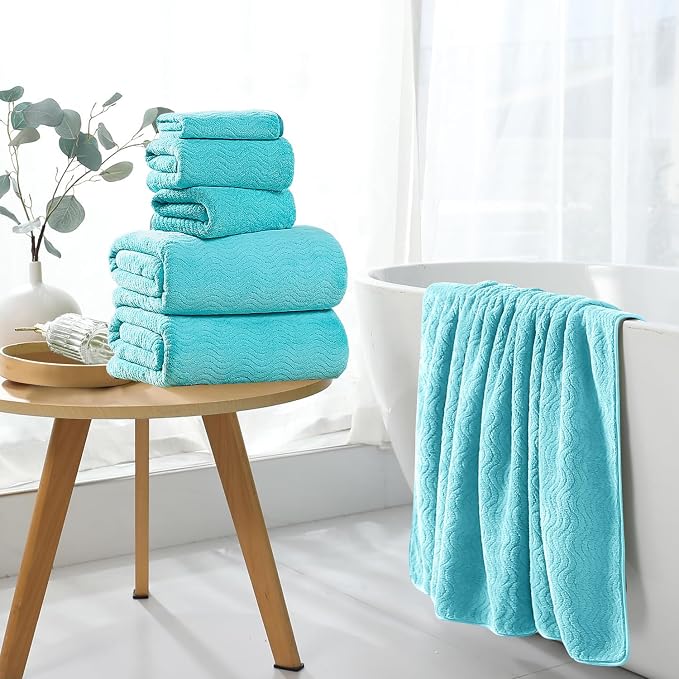 4 Piece Extra Large Bath Towel 35"x70" Oversized Bath Sheet Bath Towel Set for Bathroom Ultra Soft Cozy Highly Absorbent Quick Dry Bathroom Towel for Spa Gym Hotel,Shower Towel for Daily Use,Aqua Teal