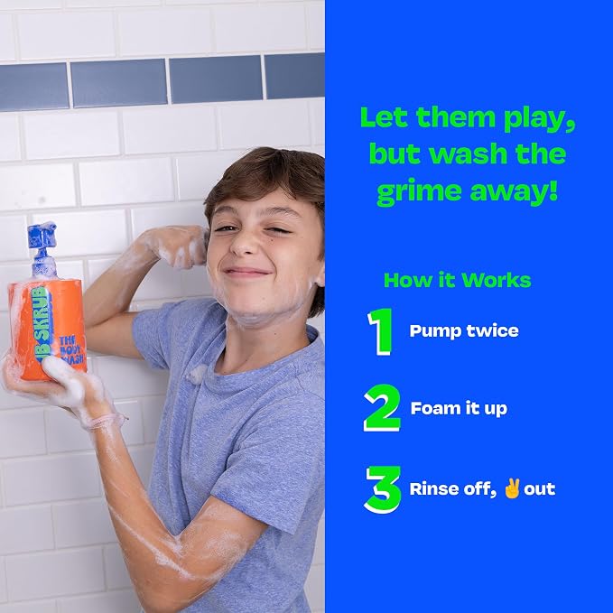 JB SKRUB Boys Body Wash for Kids, Tweens & Teens, pH-Balanced Foaming Citrus Wash, No Harsh Ingredients, Tackles Odor & Breakouts, 14 oz.