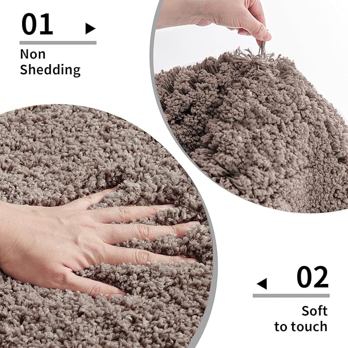 Disolla Taupe Grey Bathroom Rug 24x36 - Non-Slip Plush Thick Bath Mat, Highly Absorbent & Ultra Soft Fluffy Floor Mat, Machine Washable for Shower and Tub