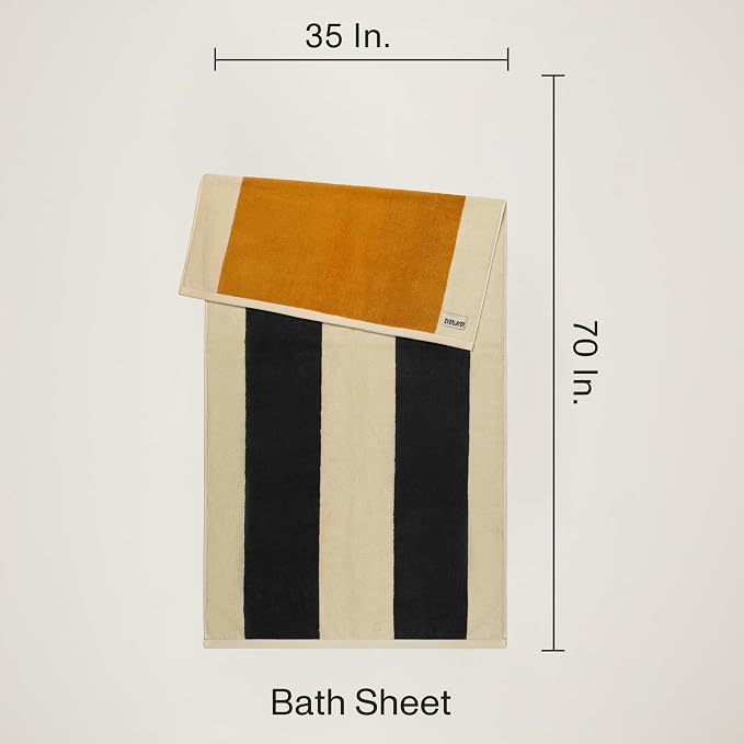 Everlayer Luxury Bath Sheets - Reversible 2 in 1 Design, 35"x 70", Sets of 2, 550 GSM - 100% Combed Cotton, Ultra Soft, Thick Bath Sheets, Made in Portugal (Amber Charcoal-Janus)