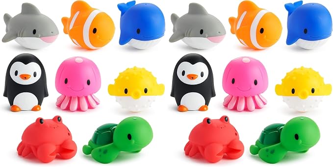 Munchkin Bath Toy Squirts, Ocean Sea Animal | 9 Months and Up | 16 Pack | For Babies and Toddlers
