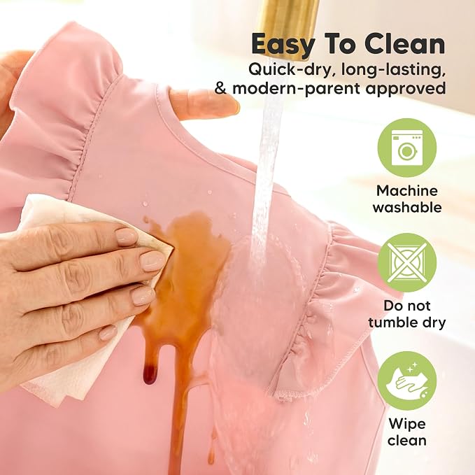 KeaBabies Waterproof Bibs for Baby Girl,Boy – 2-Pack Lightweight, Large Baby Bibs for Eating, Wearable Food Catcher, 6-12 Months Infant Feeding Essentials, Smock for Toddlers 1-3, Kids (Dusk)