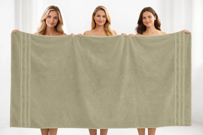 DAN River 2 Pack Bath Sheets Extra Large 35x70, Large Bath Towels for Adults, XL Oversized Heavy Duty Towel Set, 600 GSM 100% Ring Spun Cotton, Soft Quick Dry, Beige