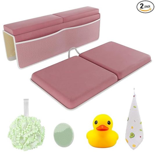 Bath Kneeler & Elbow Kneeling Rest Pad Set for Baby Washing Baths Gift Set | Includes Sponges Duckies Cloths & More! Perfect Set for Bath Time - Baby Shower and Birthday Gifts Necessity & Essentials