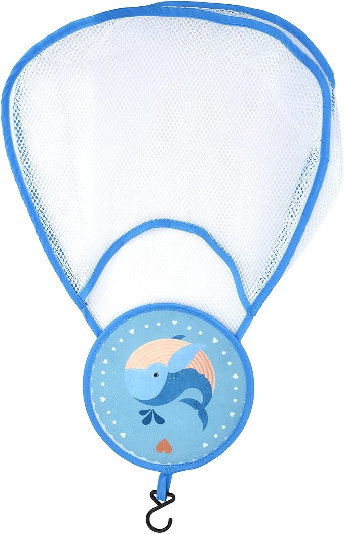 Bath Toy Organizer Bag Cute Cartoon Pattern Mesh Bath Tidy Storage Net Holder Basket Bag for Kids Bathroom Toys Polyester Material Large Capacity (Dolphin)