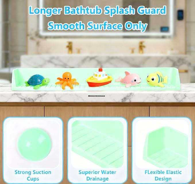 Bathtub Splash Guard for Kids, 2-in-1 Bath Toy Organizer Tub Shelf