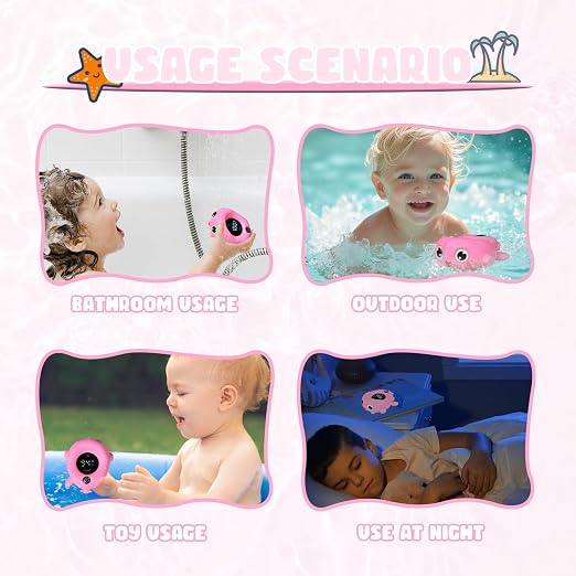 Baby Bath Thermometer - Digital Floating Water Thermometer with LED Display & Color Temperature Alerts, Rechargeable Bath Toy for Infant Bathtub Safety, Newborn Bath Essentials Gift