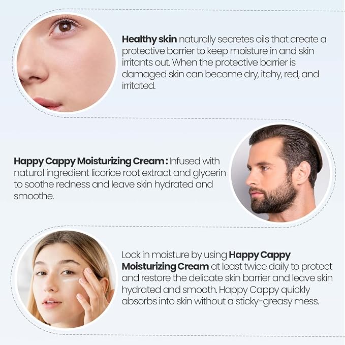 Happy Cappy Moisturizing Cream - Baby Eczema Cream, Eczema Lotion for Kids, Pediatrician-Formulated, Gentle, Paraben Free, Hypoallergenic, Soothes Dry Skin - 12 Fl Oz (Pack of 3)