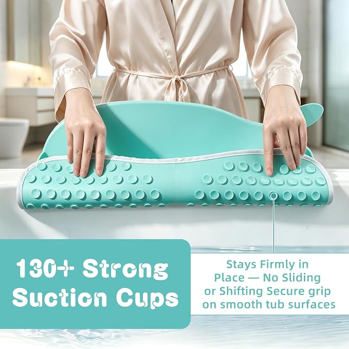 MCGMITT Bathtub Splash Guard, 2PCS Silicone Bath Shelf for Kid, Bath Toys Storage with 130 Suction Cups & Storage Mesh Pockets, Whale Foldable Toddler Bath Tray Tub Water Blocker, Prevent Water Spills