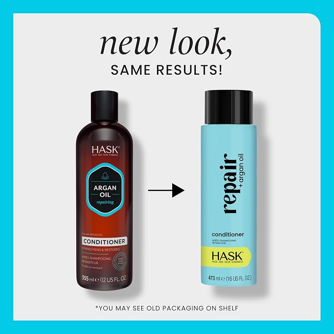 HASK Repair + Argan Oil Shampoo + Conditioner Set | Strengthen & Restore Dry, Damaged Hair | 16oz each, 2 Pack