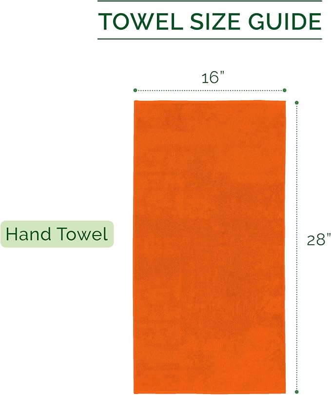 Elegant Comfort Three Line Popcorn Towel Set for Bathroom 16 x 28 inches, Premium Hotel Quality 4-PACK Hand Towels, 100% Turkish Cotton, Soft and Durable,Quick Dry and Highly Absorbent, Vibrant Orange
