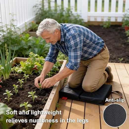 Extra Thick Soft Kneeling Pad for Men and Women, Waterproof Gardening Pads with Memory Foam, Yoga or Exercise Cleaning Knee Cushion, Collapsible Kneeling Mat Non-Slip Bottom, Garden Gifts Black