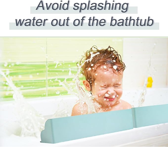 Bathtub Splash Guard, Kids Bath Toy Shelf Spill-Proof Bathtub Tray Kitchen Sink Organizer Waterproof Barrier Suction Cup