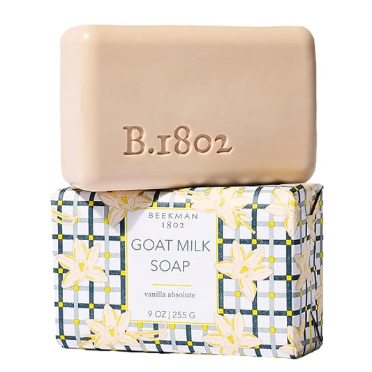 Beekman 1802 Goat Milk Soap – Moisturizing Hand & Body Soap Bar with Shea Butter & Botanical Oils, Triple-Milled, Non-Drying, Made for Sensitive Skin, Vanilla Absolute 9 oz