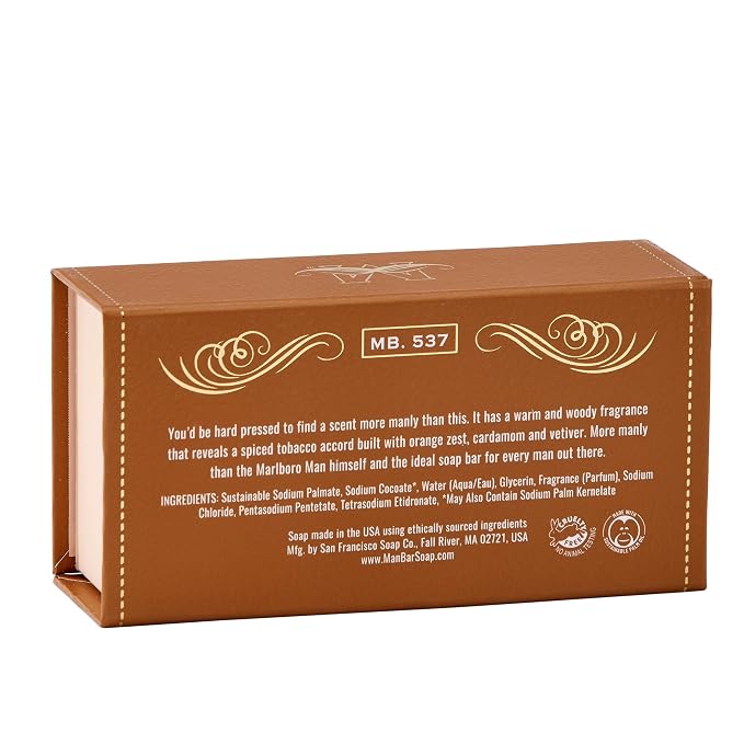 San Francisco Soap Company Spiced Tobacco Fragrance Man Bar - Moisture Rich - No Harmful Chemicals - Good for all Skin Types - Made in the USA