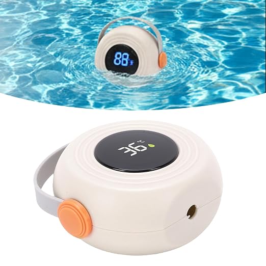 TARSHYRY Baby Bath Thermometer Cute Speaker Shape Water Proof LED Thermometer Toy for Infant Toddler Bathtub Swimming Pool (Beige)