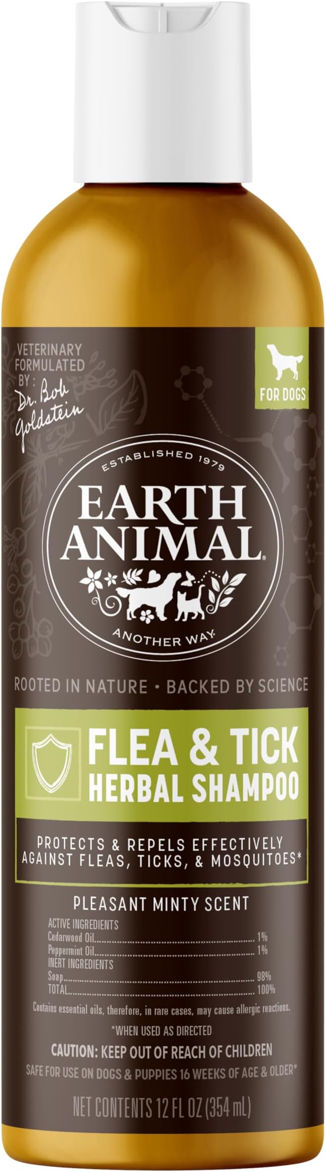 Earth Animal Apothecary Natural Flea & Tick - Herbal Shampoo for Dogs - 12 oz. Bottle