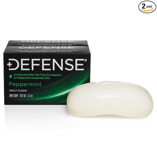 Defense Soap 2pk All Natural Peppermint Bar Soap for Men | Made by Wrestlers with Tea Tree Oil & Eucalyptus Oil to Promote Healthy Skin