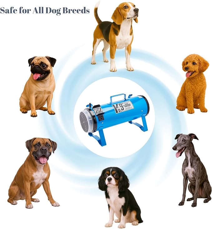 Electric Cleaner Company K9 II Dog Blow Dryer - High Power Grooming Dryer, Heavy Duty, 10' Hose, Deshedding, Hunter Green
