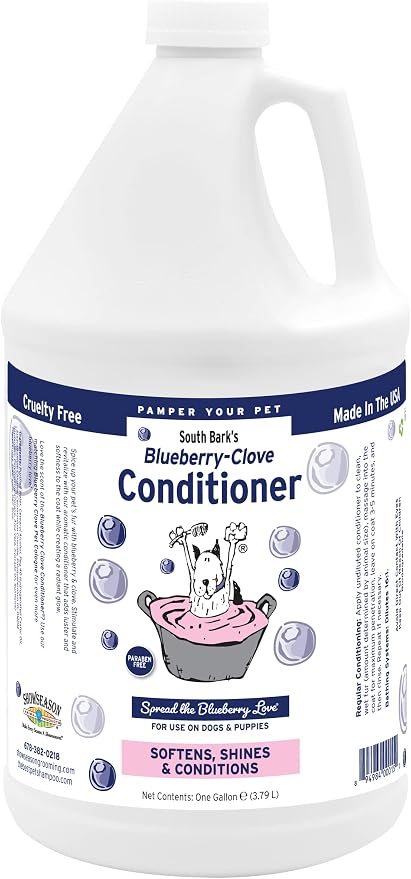 South Bark's Blueberry-Clove Pet Conditioner for Dogs 1 Gallon | Long-Lasting Softness | Cruelty-Free | Paraben-Free | Biodegradable and Non-Toxic | Made in USA