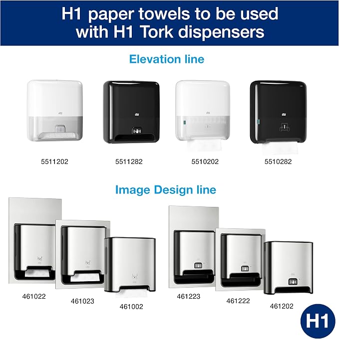 Tork Matic Soft Hand Towel Roll, White, Premium, H1, Quick-Absorbing, Long-Lasting, Thick 2-Ply, 6 Rolls x 575 ft, 290096