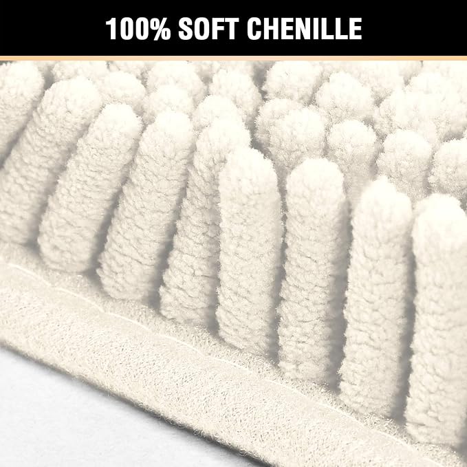 H.VERSAILTEX Bath Mat for Bathroom Non Slip Luxury Chenille Ultra Soft Bath Rugs 24x36 Absorbent Non Skid Shaggy Rugs Washable Dry Fast Plush Area Carpet Mats for Indoor, Bath Room, Tub - Cream