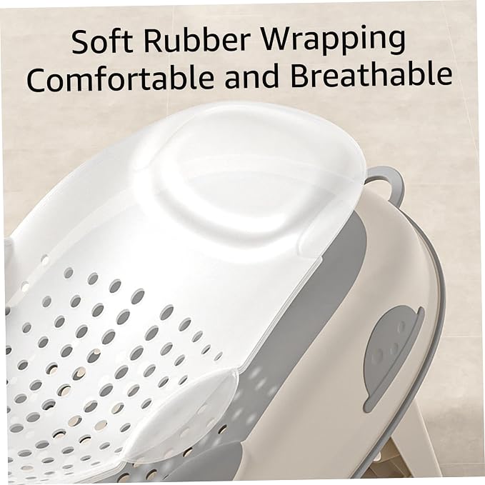 Baby Bath Support, Non Slip Infant Bathtub Seat with Soft Spine Support and Foldable Feet, Gray