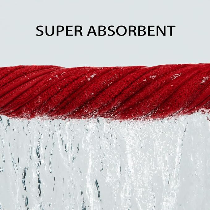 6-Piece Bath Towel Set(30"x60"), 2 Large Bath Towel Sheets, 2 Hand Towels and 2 Washcloths - Highly Absorbent Quick Dry Microfiber,Ultra Soft Towel Set for Bathroom (Red)