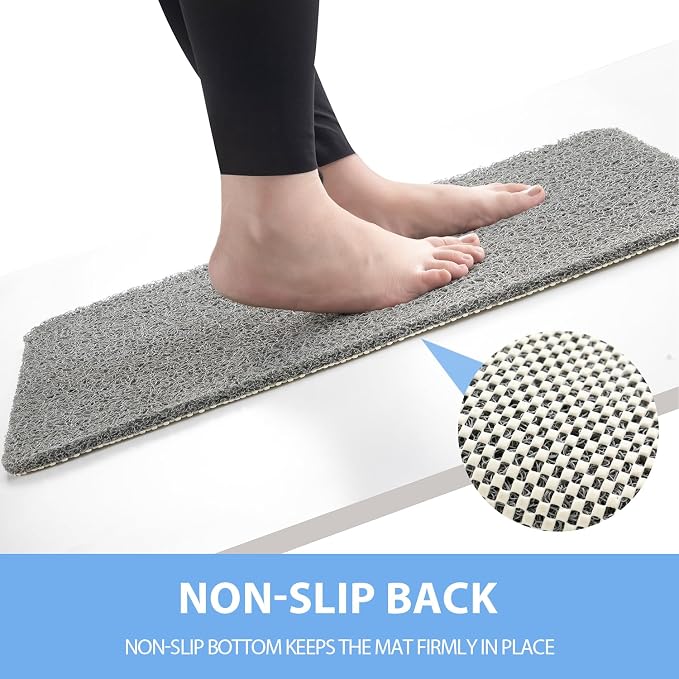 Hargiis Non-Slip Bathtub Mat, Anti Slip Shower Mat, Fast Drying Bathtub Mats, Foot Scrubber Mat, Anti Slip Mat for Tub, Floor, Bathroom, Kitchen, Home, Hotel (Grey 71"×24")