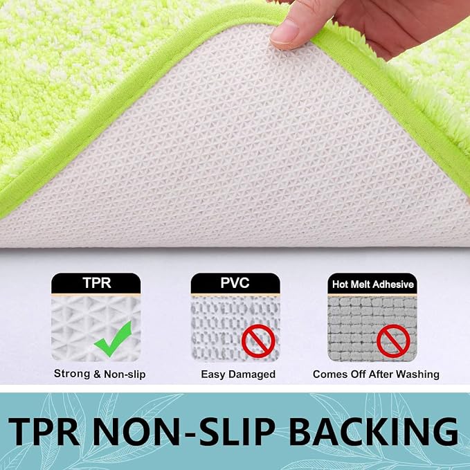 Arotive Microfiber Bathroom Rugs, Shaggy Soft and Absorbent Contour Toilet Rugs, Thick Plush Machine Washable Dry Bath Mats for Toilet Base, 30x20, Light Green, Rectangular